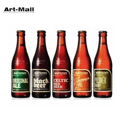 China Beverage Custom Design Amber Or Brown Colors Cardboard Beer Bottle With Tin Cap for sale