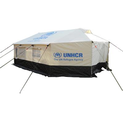 China Straight Bracing Type Aosener OEM Standard 4x4m White Color Disaster Refugee Tent UNHCR UN Tent For Displaced Person for sale