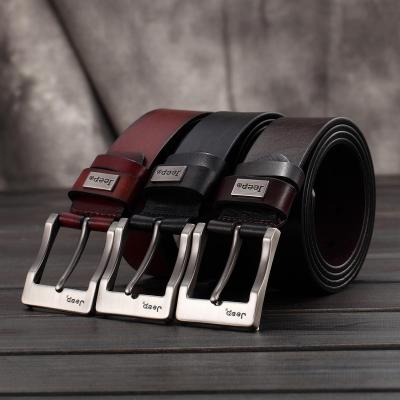 China 2023 new high quality vintage cowhide buttoned jeans belt men belt genuine leather luxury for sale