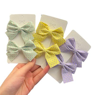 China Wholesale Hair Decoration Customized 2pcs/set Cloth 2pcs/set Polka Dots Bow Children Hairpin Cut For Kids Hair Accessories Kids For Girls for sale