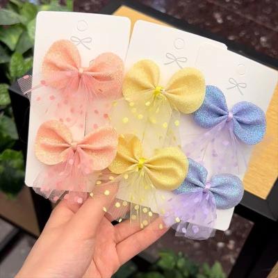 China Wholesale 2pcs/set Mesh Bow Kids Hairpin Hair Clips Girl Hair Accessories Hair Decoration For Kids Baby Headwear for sale