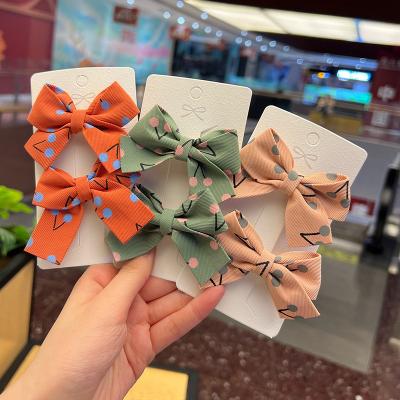 China Decoration Customized Beautiful Cherry Bowknot Fabric Children Hairpin Hair Clips Customized 2pcs/set Kids Headwear Girls Hair Accessories for sale