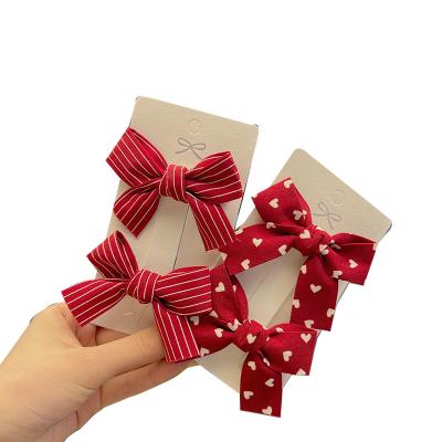 China 2pcs/set Bowknot Cloth Kids Festival Hairpin Kids Headwear Girls Hair Accessories Decoration Customized Hair Clips for sale