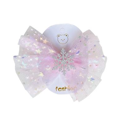 China Snowflake Christmas Festival Party Princess Hair Accessories Baby Kids Hairpin Baby Hair Bow Clips Decoration Customized for sale