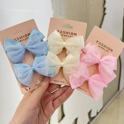 China Wholesale Decoration Customized 2pcs/set Fabric Bow Hairpin For Girl Hair Accessories For Kids Hair Clips For Kids for sale