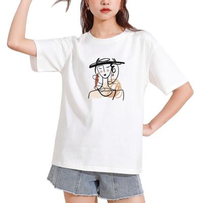 China Sleeveless Anti-pilling Printed T-shirt Women's Top Casual Short White T-Shirt Top Tee for sale