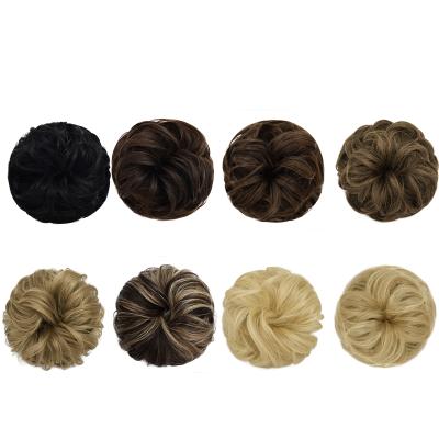 China 100% human hair hiar thick messy bun elastic bun Updo for women 100% curly wig ponytail hair scrunchies for sale