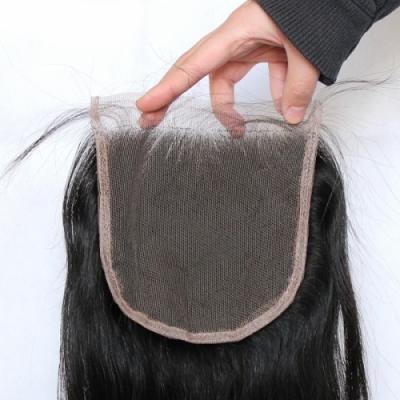 China Straight/Body Wave/Medium Brown Curly Lace Up Closure 4*4 5*5 Lace Up Closure With Baby Hair And Natural Hairline No Tangle for sale