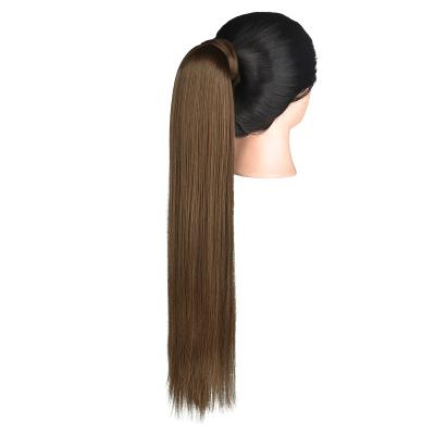 China Straight Synthetic Ponytail Fiber Hair Extension Heat Resistant Wrap Around Straight Pony Tail Wig for sale