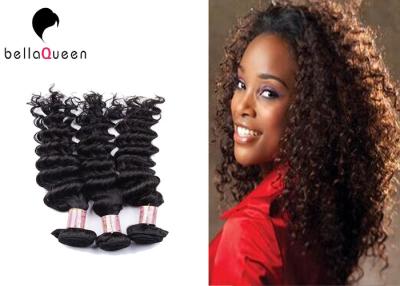 China Pelo liso y suave de la Virgen del grado 7A, extensiones negras del cabello humano rizado en venta