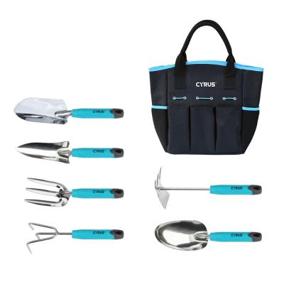 China High Quality 6 Pieces Garden Tools DIY Tools Kit Stainless Steel Ground Digging Tools Bag For Kids Gardening Tools Gifts for sale