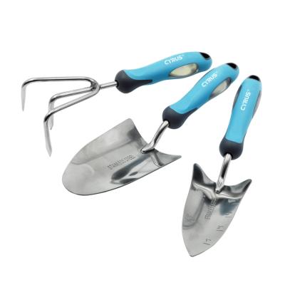 China Customized Garden Tools High Quality Plant Tool Kit Blue PP Flower Handle Mini Fork Shovel Trowel Garden Tool Kit For Balcony for sale