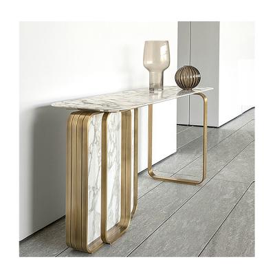 China Gold Adjustable Luxury Marble Table Console Living Room Side(Other) Thickness 20Mm Side Table for sale