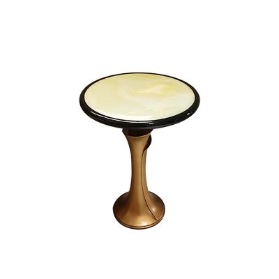 China Adjustable (Other) Decorating Jade Round Modern Dining Metal Gold Corner Side Coffee Table Factory Wholesale for sale