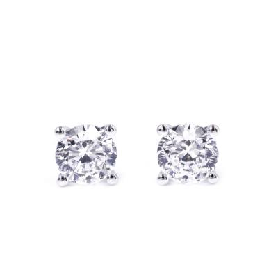 China Instock Tianyu Gems 6.5mm Round Solid Zircon 1ct 14k White Gold Stud Earring For Women Daily Wear for sale