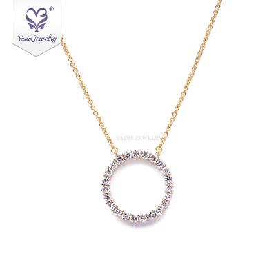 China Tianyu Cute Gems Round Circle 14K 18K Yellow Gold Lab Diamond HPHT Women Necklace for sale