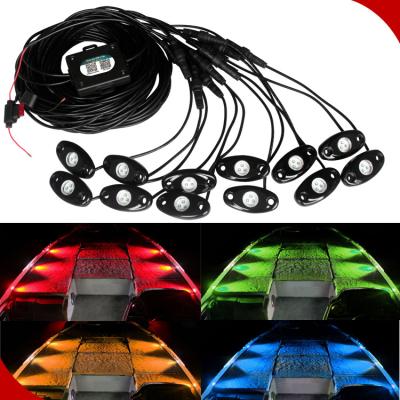 China Reverse Voltage Auto Parts RGB Mobile Phone Blueteeth Car Remote Control Truck Led Lights 6pcs 8pcs 12pcs 16pcs 12v 24v Led Deck Lights for sale