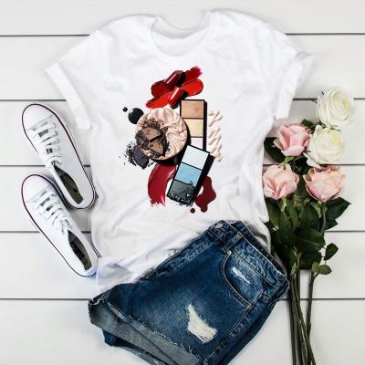 China Creative Anti-wrinkle Suncree Nail Polish Printing T-shirt Women's Casual 3D Summer Printing T Shirt for sale