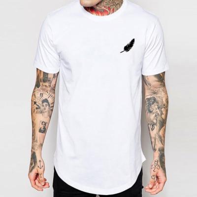 China Hip Hop Muscle Fit Anti-pilling Curved Edge White Cotton Custom Logo Mens Printing T-Shirt for sale