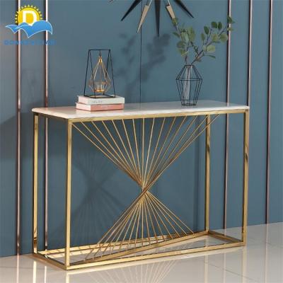 China 2022 Latest Lobby Table Rectangle Marble Luxury Hallway Stainless Steel Golden (Adjustable Living Room Other)Entrance for sale