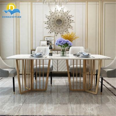 China (Other)Adjustable Modern Light Luxury Dining Table Set Marble Dining Table Hot Sale Customized Home Furniture 6 Seater for sale