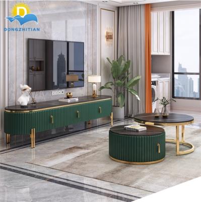 China Customized Modern Design Living Room Furniture Luxury Round Coffee Table Sets Stainless Marble Coffee Tables for sale