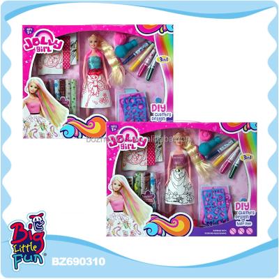 China DIY PLAY 2017 New DIY 11 Inch Doll Hair Coloring And Fun Dress Up Games For Girls for sale