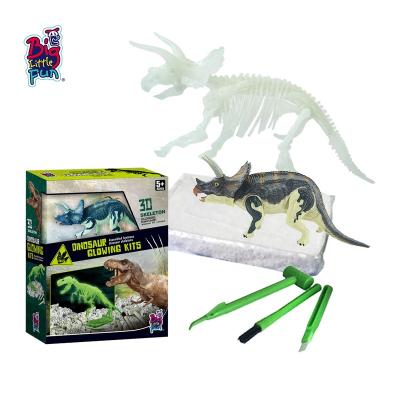 China STEM educational diy science toys glow in the dark toys dinosaur fossil T-rex dinosaur figure BZ719325 for sale