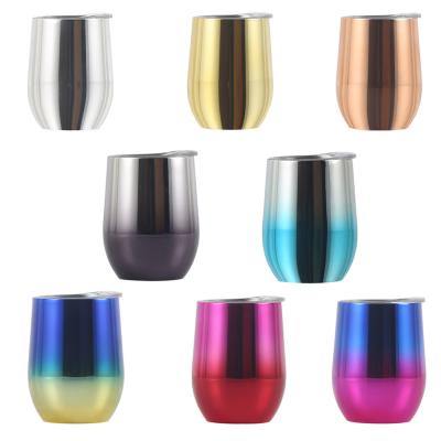 China 350ml 12oz Egg Tumbler Shape Wine Double Wall Coffee Viable Vacuum Insulated Shape Travel Mug With Logo for sale