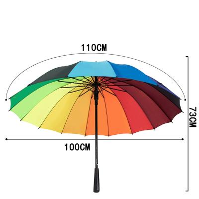 China Vintage Fomay Straight Handle 14mm Metal Double Layer Black Golf Umbrella Windproof for sale