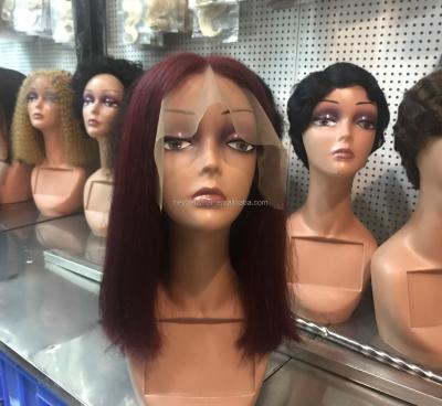 China Regular Wave Ombre Lace Up Bob Wigs Blonde Burgundy 99J Short Straight Human Hair Wigs For Women Color 13x4 Brazilian Straight Wave for sale