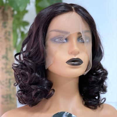 China Silky Body Wave Wigs For Women Synthetic Wig Wavy Short Medium Part Shoulder Length 14 Inch Natural Looking Fiber Heat Resistant Hair for sale