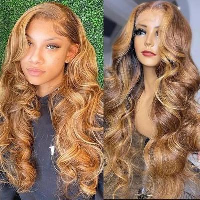 China Cuticle Aligned Lace Front Wigs Piano Colors Highlight Wig Silky Straight Ginger Colored Wig 13x4 4x4 150% 180% 200% Wave for sale