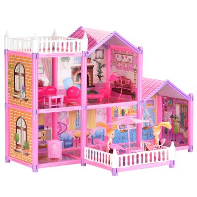 China Kids Action Ability DIY Educational Play House Educational Villa Toys With Doll For Girl Gift for sale