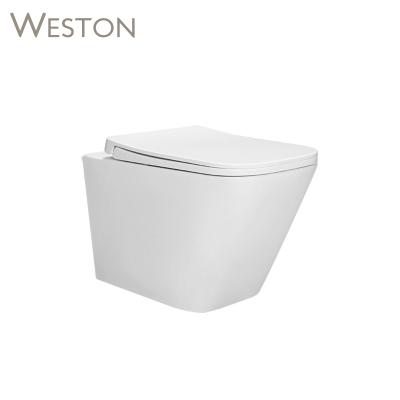 China Cistern Fashion Square Modern Design Attractive Cyclone Wall Hidden Flush Toilet Hung Wc Hotel for sale