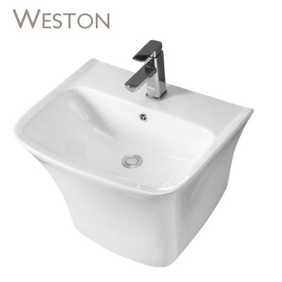 China New Modern Design One Piece Ceramic Wall Hung Basins For Hotel Bathroom for sale