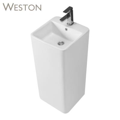 China One Piece Floor Standing Large Quality Hand Wash Pedestal Freestanding High End One Piece Sink Basin Sanitary Ware for sale