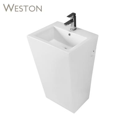 China One Piece Floor Standing Freestanding Luxury One Piece Bathroom Sink Basin With Pedestal Sanitary Ware for sale