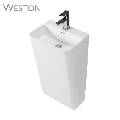 China One Piece Floor Standing Freestanding Luxury One Piece Bathroom Sink With Pedestal For Washroom for sale