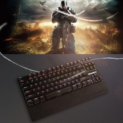 China Gamer Mechanical Keyboard Qiyu RGB Light 87 Keycap Wired Keyboard With Palm Rest For Professional Gaming for sale