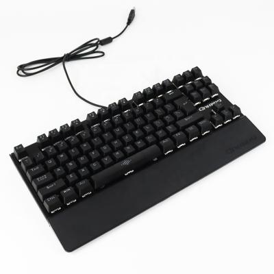 China Palm Rest QIYU 87 Mechanical Blue Backlit RGB Keycaps Light Switch Wired Gaming Keyboard With Palm Rest for sale