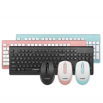 China Qiyu rainbow color 104 keys ultra thin cute bluetooth wireless keyboard and mouse combo set for sale