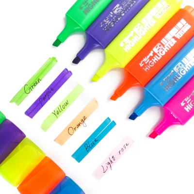 China OEM Yalong Colors Suppirt Logo 6 Colors Set Luminous Fluorescent Pastel Multi Color Stationery Mini Highlight Pen For Kids for sale