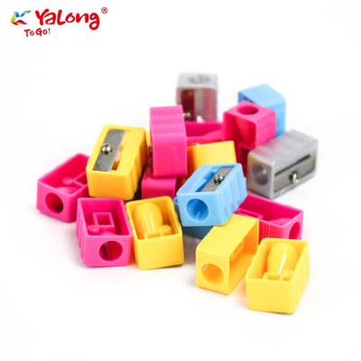 China Custom Wholesale Eco-friendly Material Yalong Office Supplies Cartoon Plastic Colorful Pencil Sharpeners For Kids for sale