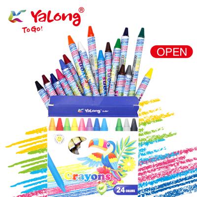 China Custom Yalong Soft Suction Capacity Crayons For Kids Children Wax Crayons Coloring Beeswax Crayons Set For Coloring Book for sale