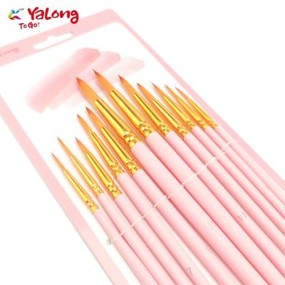 China Yalong Hot Sale Artist Paint Brushes Plastic Handle Paint Brush Colored Children's Art Brush for sale