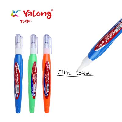 China Nontoxic. Yalong Metal Tip Correction Fluid Eco-friendly Quick Dry Pen, Metal Tip Liquid Paper Correction Pen White Colored Correction Fluid for sale