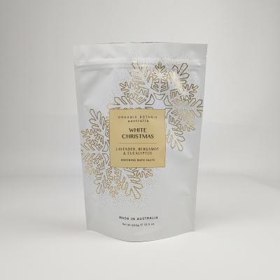 Chine Touche douce Poche debout personnalisée Fermeture à glissière Imprimée Aliments Bonbons Body Scrub Emballage Sachet de sel de bain en plastique à vendre