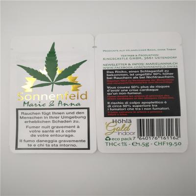 Cina Il bianco di Hotstamped ha personalizzato i sacchi di carta delle foglie di CBD, carta kraft che imballa per le foglie del tabacco CBD in vendita