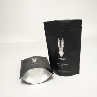 China Matte Black Food Packaging Films Stand Up Coffee Bags Custom Logo With Top Zipper for sale